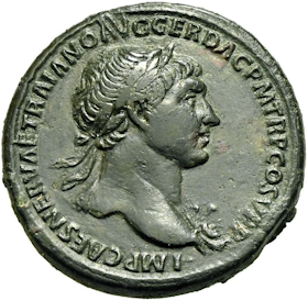 Romerska riket, Trajanus 98-117 e.Kr - Sestertie i vacker kvalitet