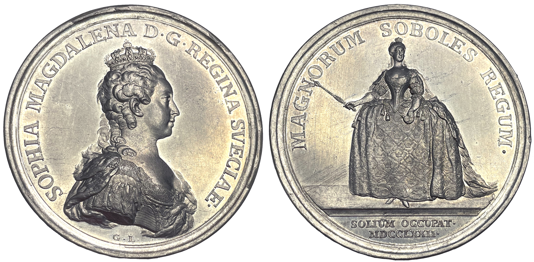 Sophia Magadalenas kröning 1772 av Ljungberger - PRAKTEXEMPLAR i tenn - RRR