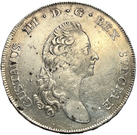 Gustav III - Riksdaler 1791, krona med kors med raka armar