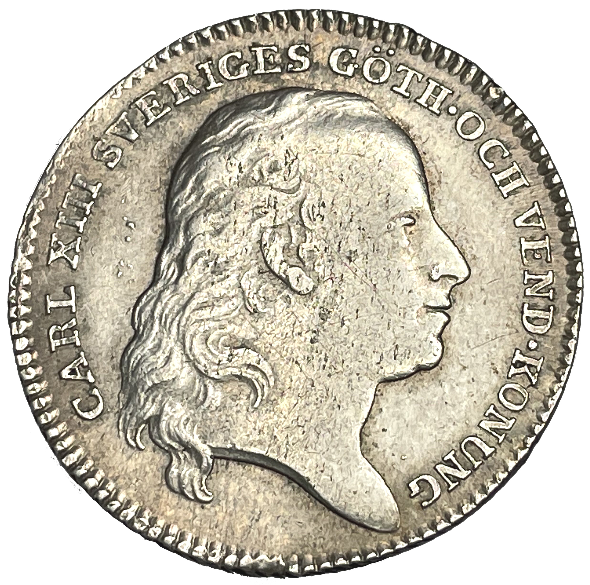 Karl XIII - 1/6 Riksdaler 1810 - Vackert väl utpräglat exemplar utan plantsrispor - SÄLLSYNT!