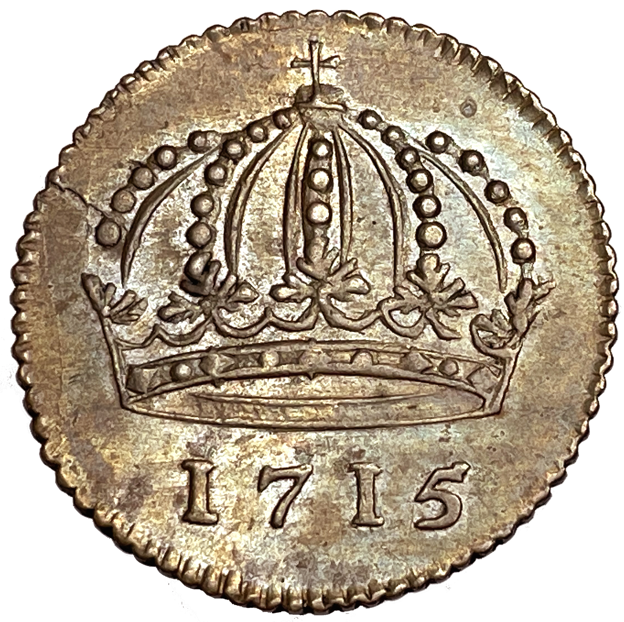 Karl XII - Nödmynt kronan 1715 - Vackert ocirkulerat exemplar - Sällsynt i denna kvalitet