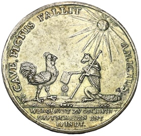Gustav II Adolf - Fördraget i Bärwalde 1631 - Satirisk medaljpräglad Taler av Christian Maler - SÄLLSYNT