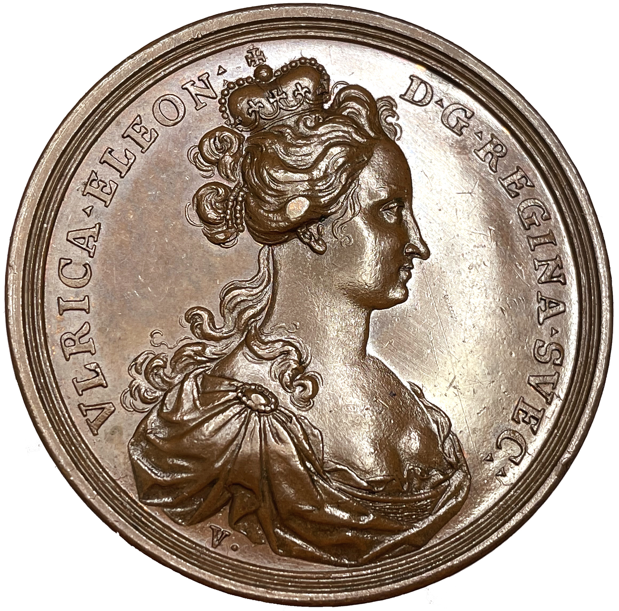 Ulrika Eleonoras kröning 1719 av Vestner - RR i brons
