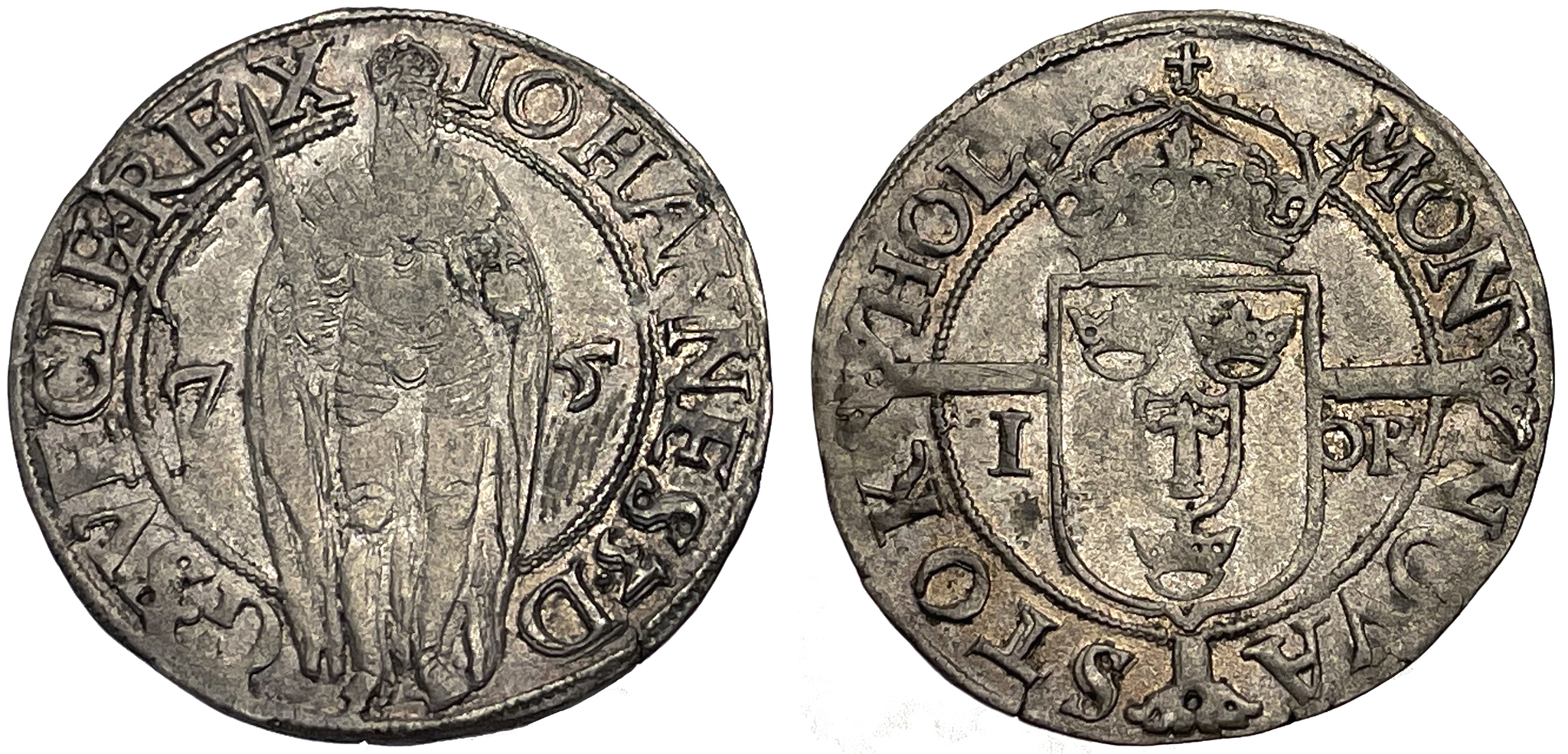 Johan III - 1 Öre 1575 - Vackert exemplar med präglingsglans