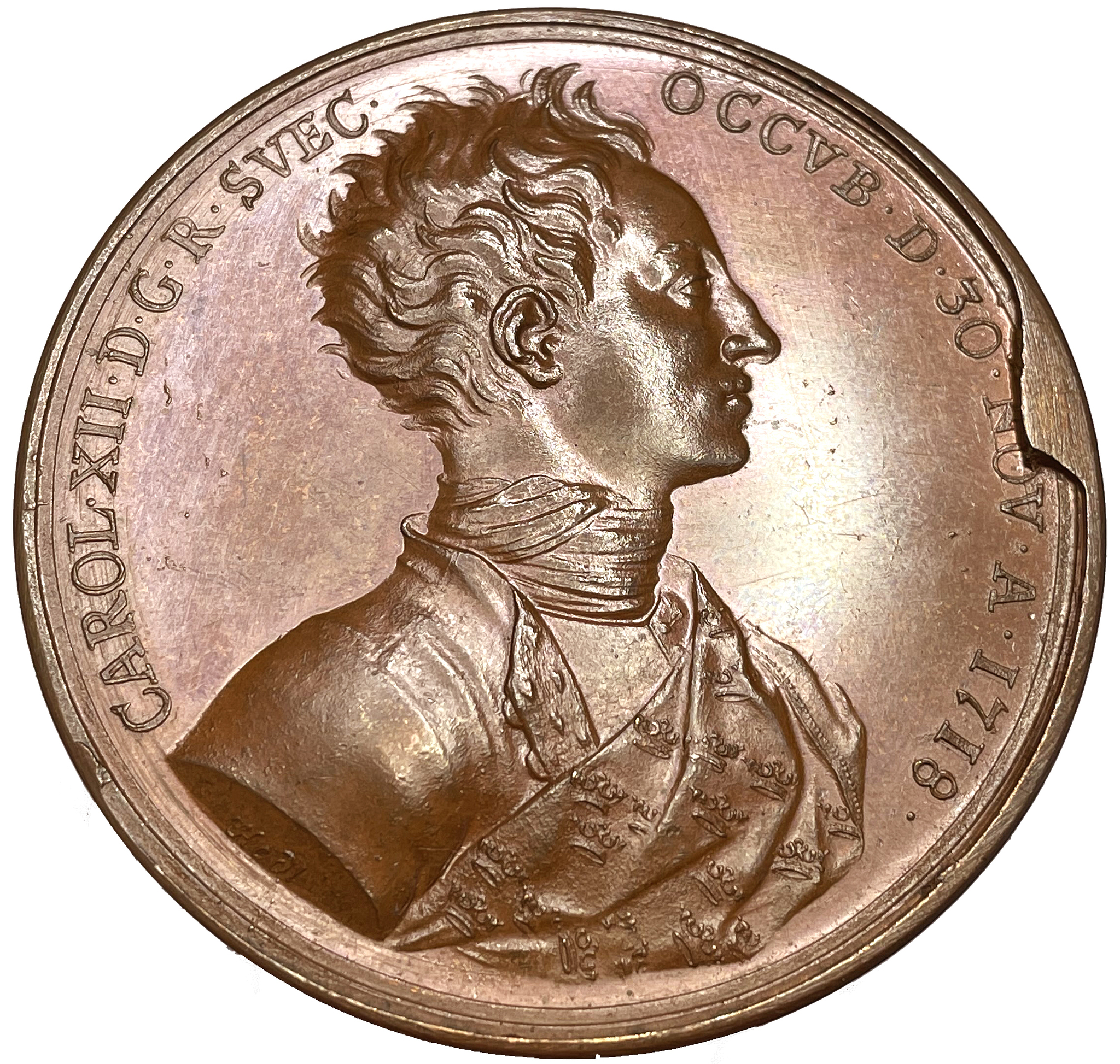 Karl XII:s död 1718 - Praktfull medalj av Johann Carl Hedlinger