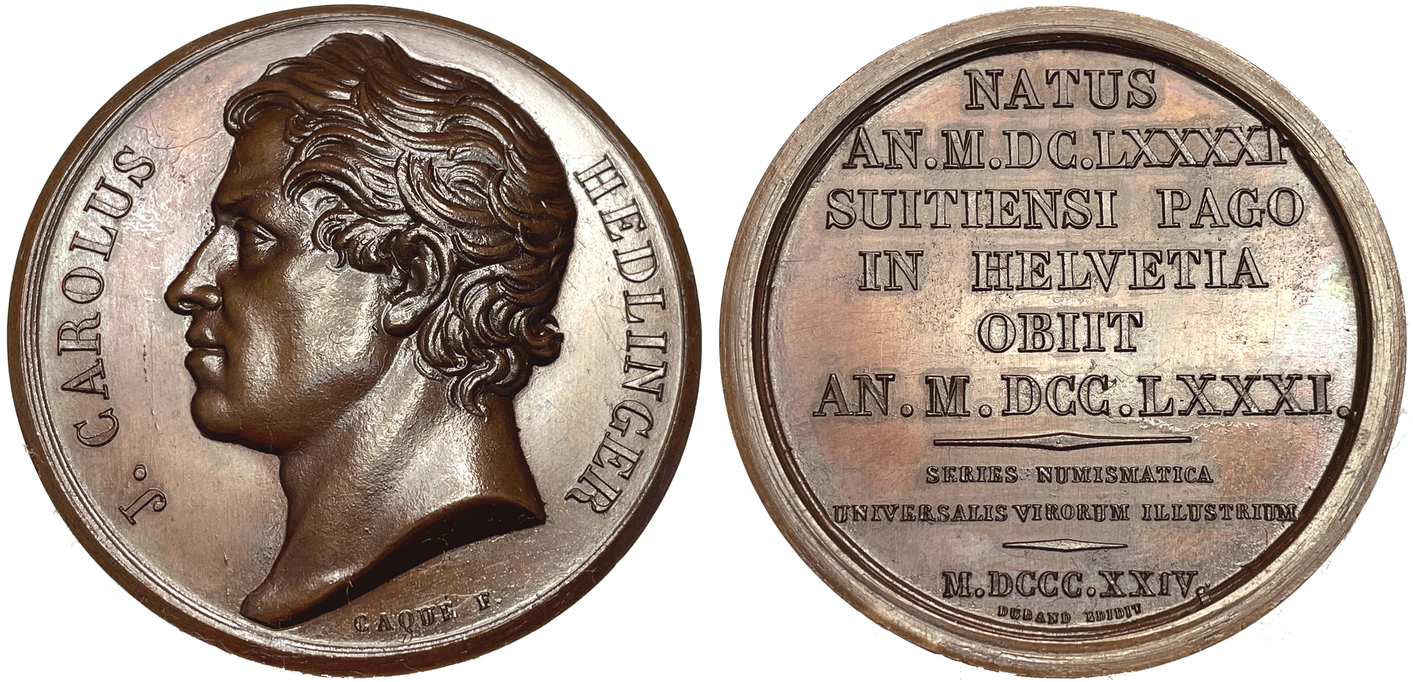 Johan Carl Hedlinger av Armand Chaqué 1824 - Vackert exemplar
