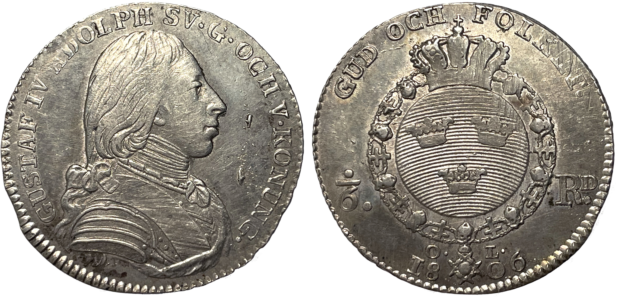 Gustav IV Adolf 1/6 Riksdaler 1806