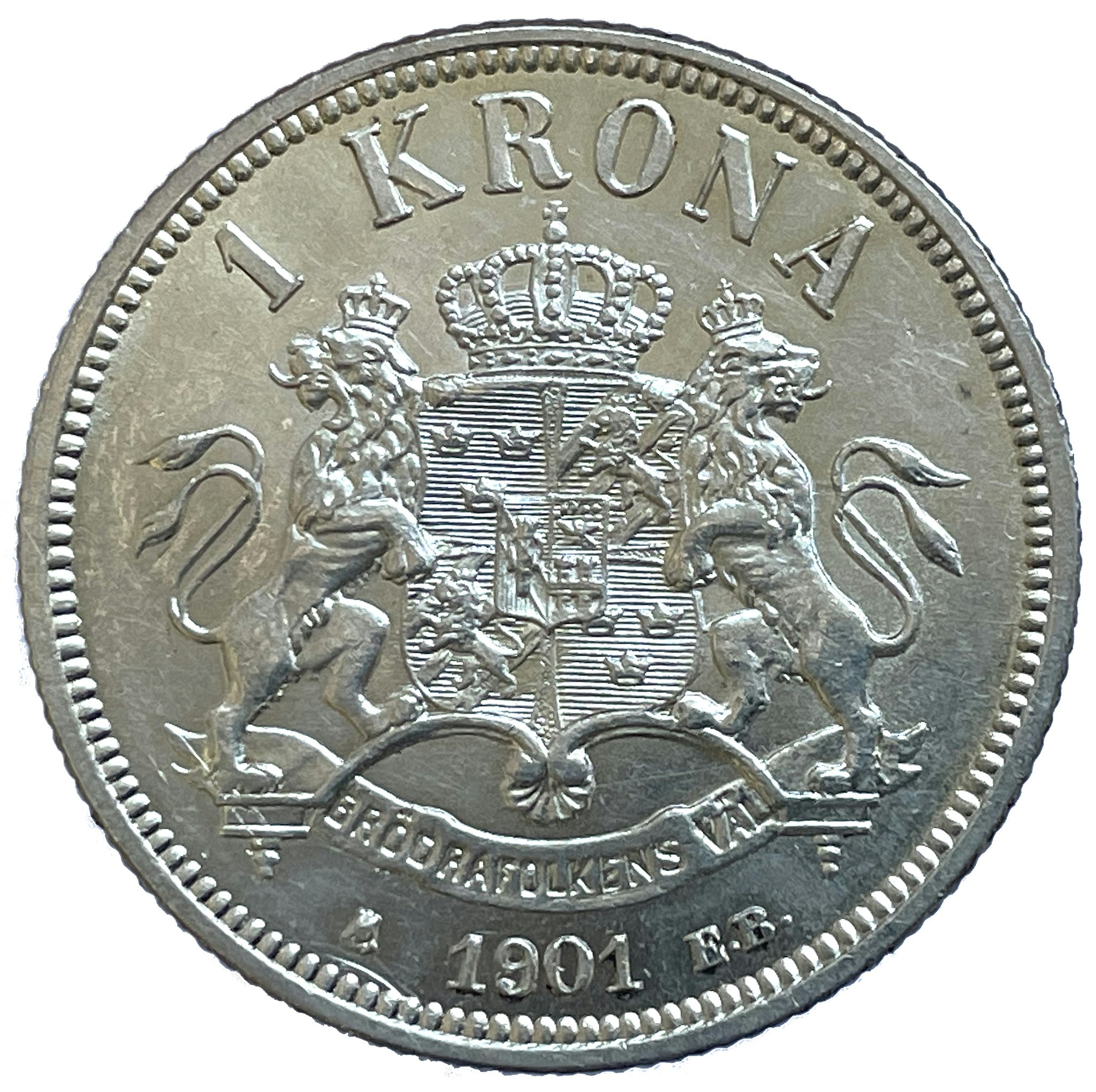 Oskar II - 1 Krona 1901 - Ett vackert ocirkulerat toppexemplar