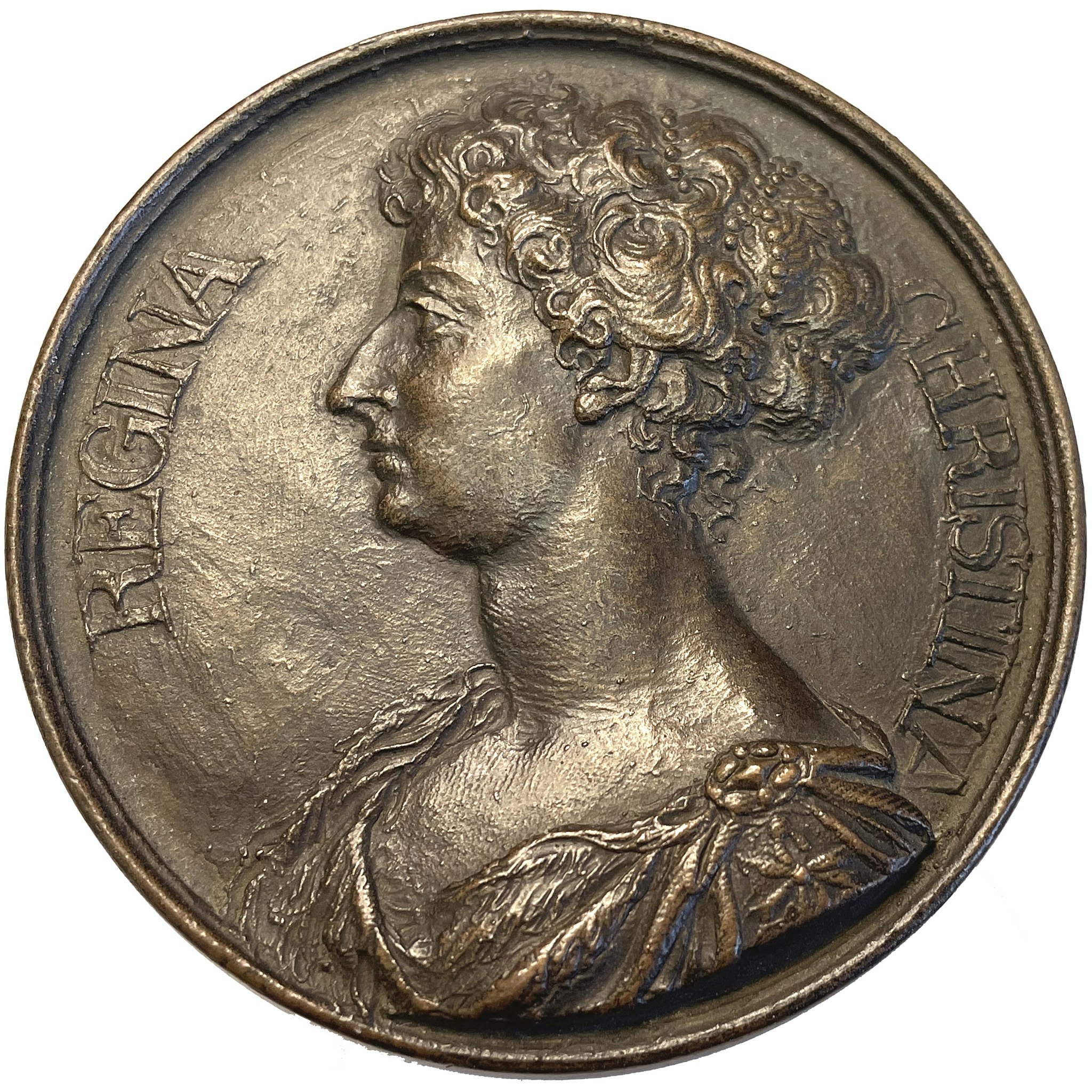 Kristina i Rom ca 1685 - Ensidig gjuten sk Skålla - Saknas i alla kataloger och samlingar - Enda kända exemplaret