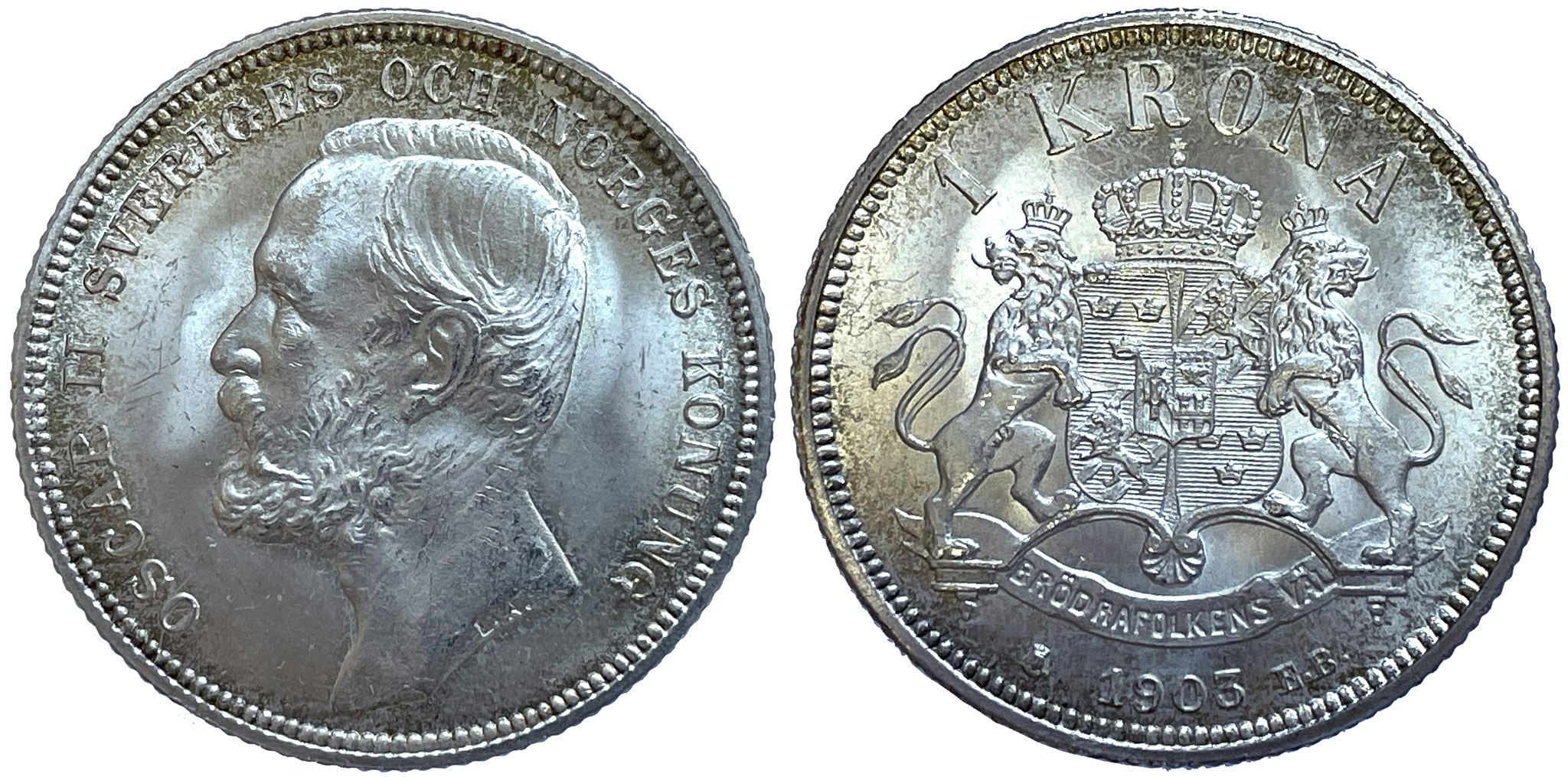 Oskar II - 1 Krona 1903 - Ett ocirkulerat toppexemplar