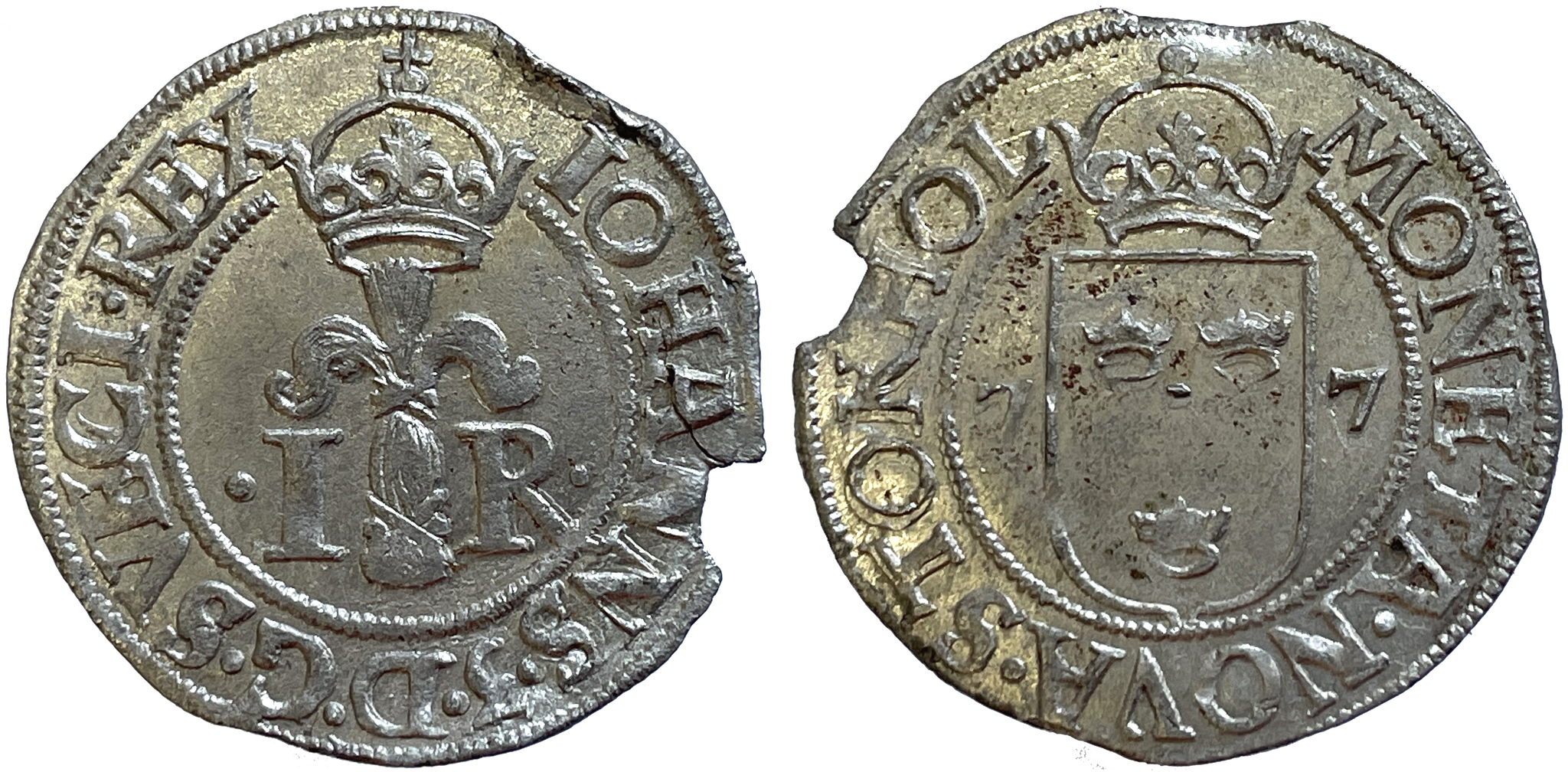 Johan III - 1/2 Öre 1577 - Ett underbart välpräglat ocirkulerat exemplar med vacker metallisk yta