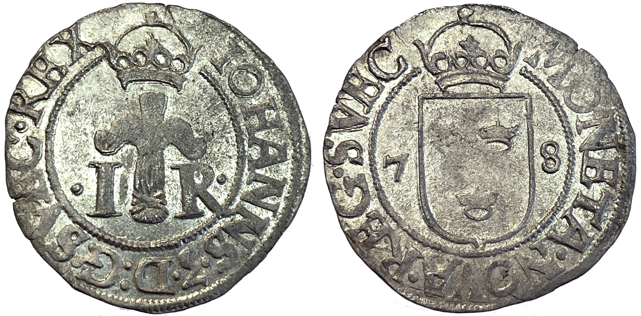 Johan III, 1/2 Öre 1578 - Med fullt bevarad präglingsglans