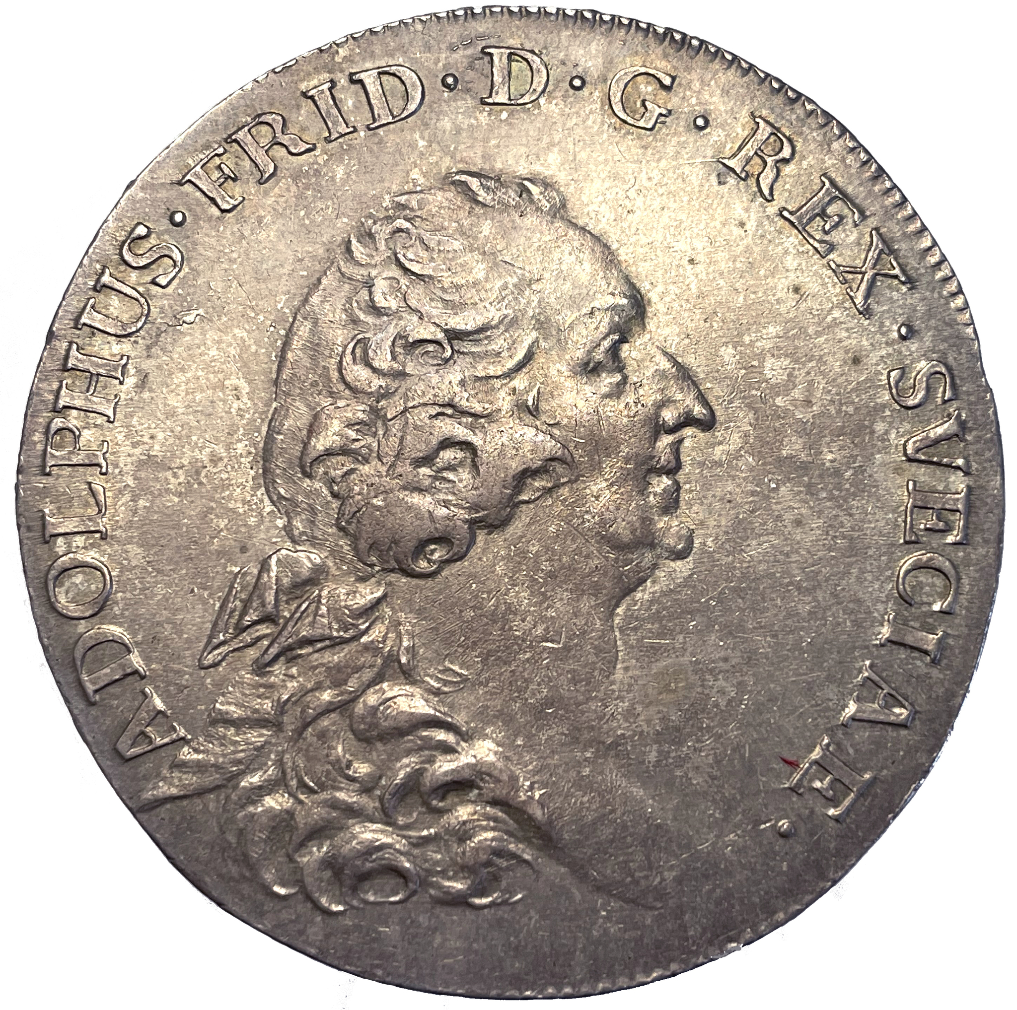 Adolf Fredrik, Riksdaler 1769 - Ett underbart orört exemplar med bottenstriering