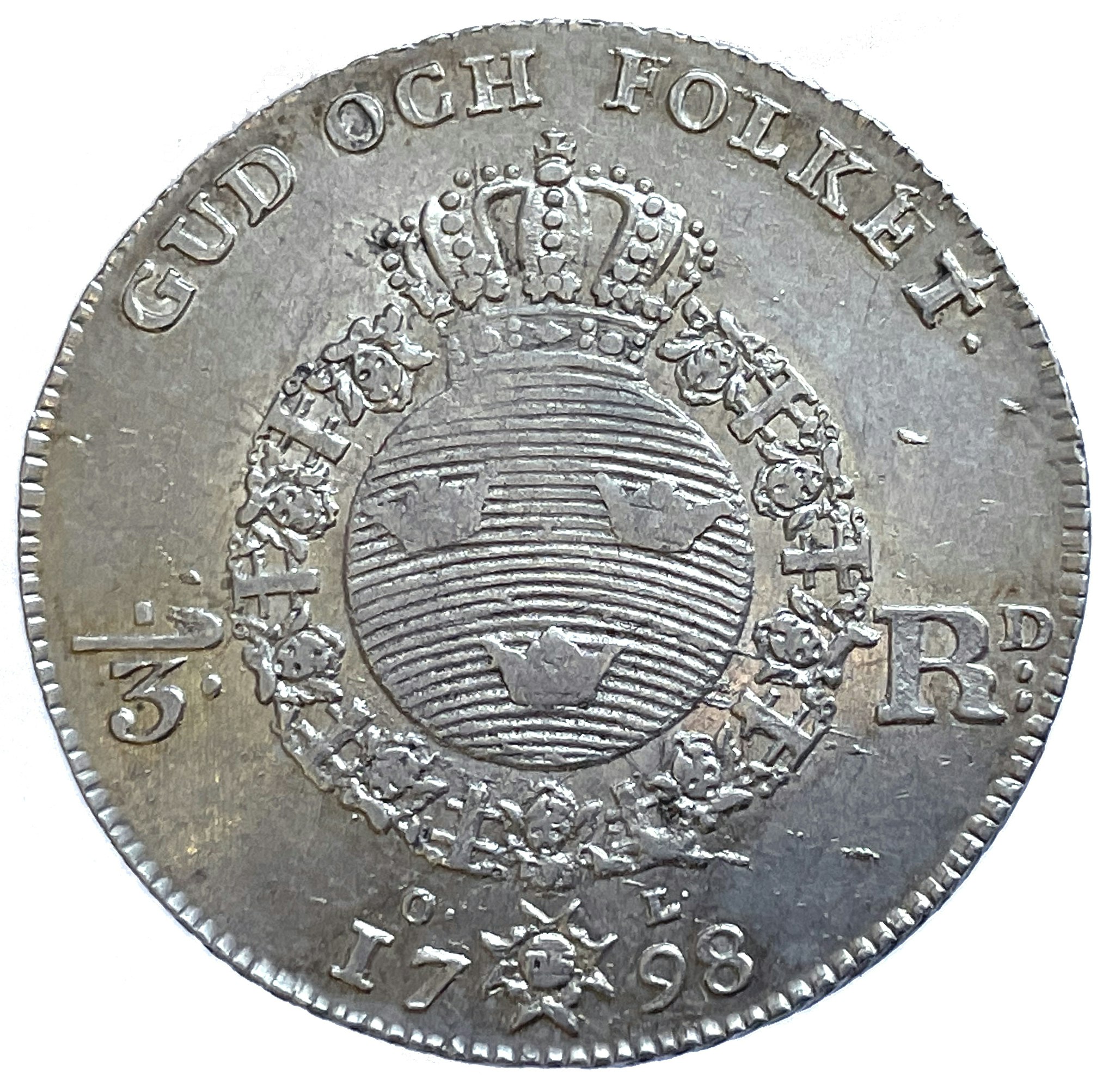 Gustav IV Adolf, 1/3 Riksdaler 1798 - Vackert och sällsynt Typmynt