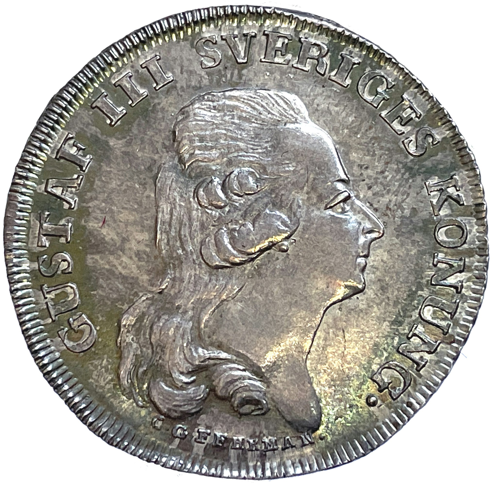 Gustav III, 1/3 Riksdaler 1792 - Kastmynt till konungens begravning - Mycket vackert exemplar med underbar originalpatina