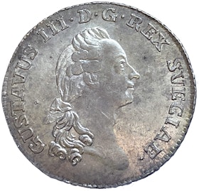 Gustav III, 1/6 Riksdaler 1783 - Vackert tekniskt ocirkulerat exemplar