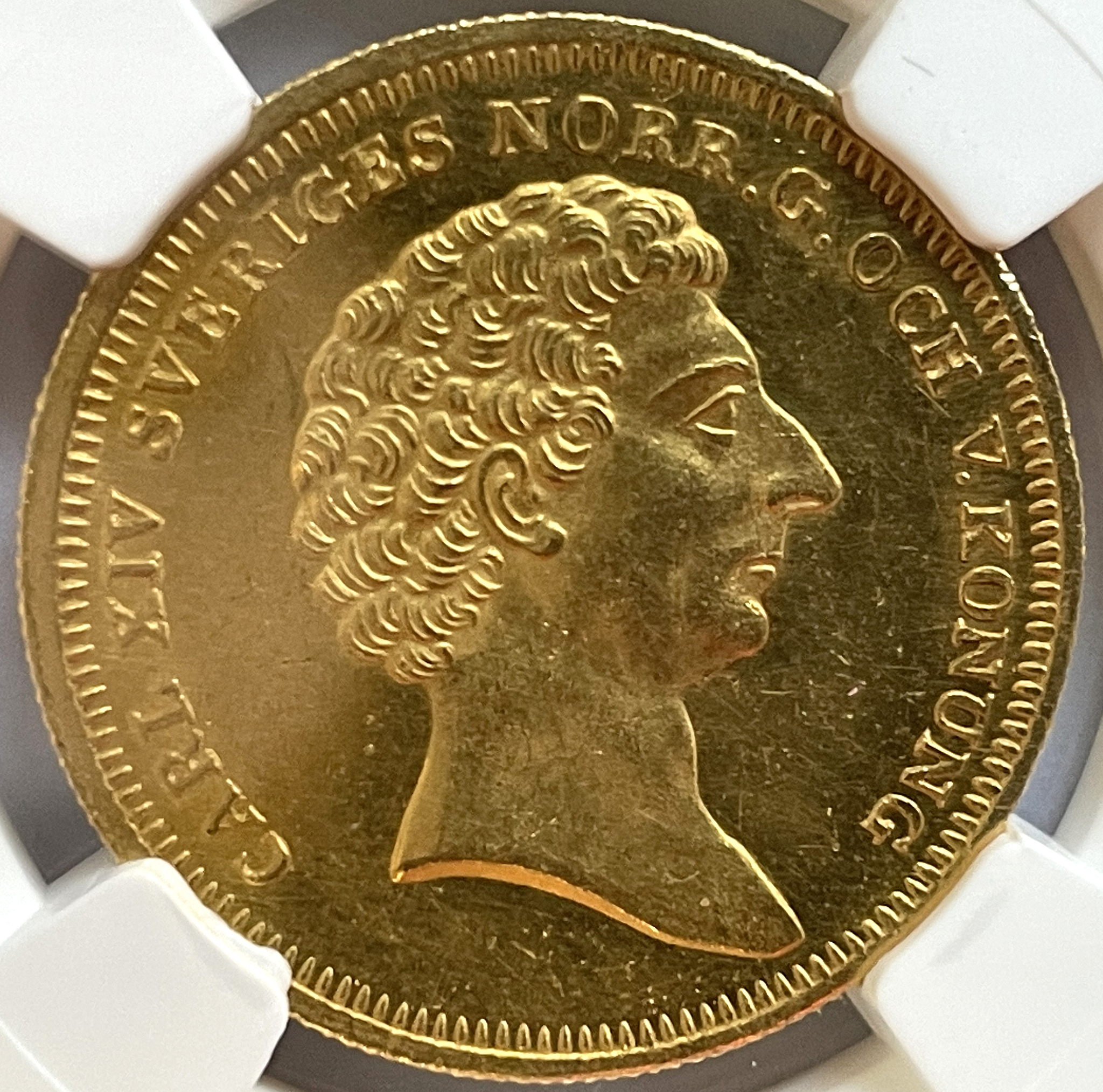 Karl XIV Johan - 4 Dukater 1838 - Ett vackert ocirkulerat exemplar