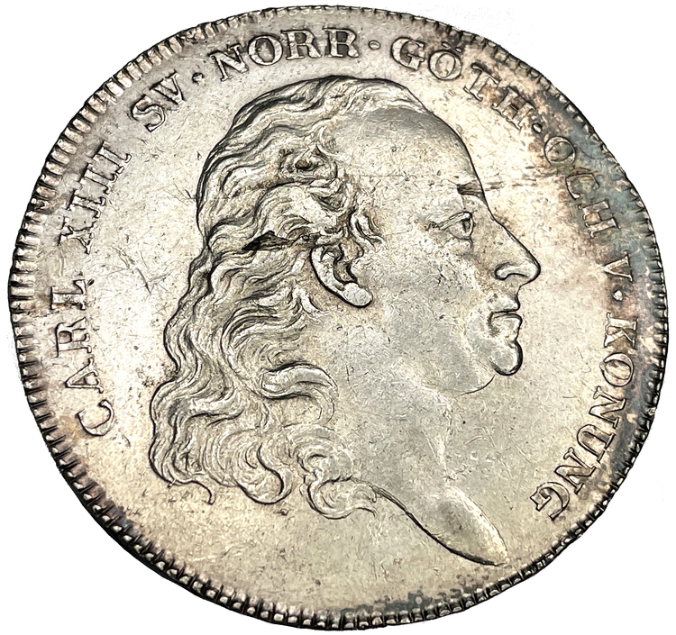 Karl XIII - Riksdaler 1817 - Ett vackert välpräglat exemplar helt utan plantsrispor