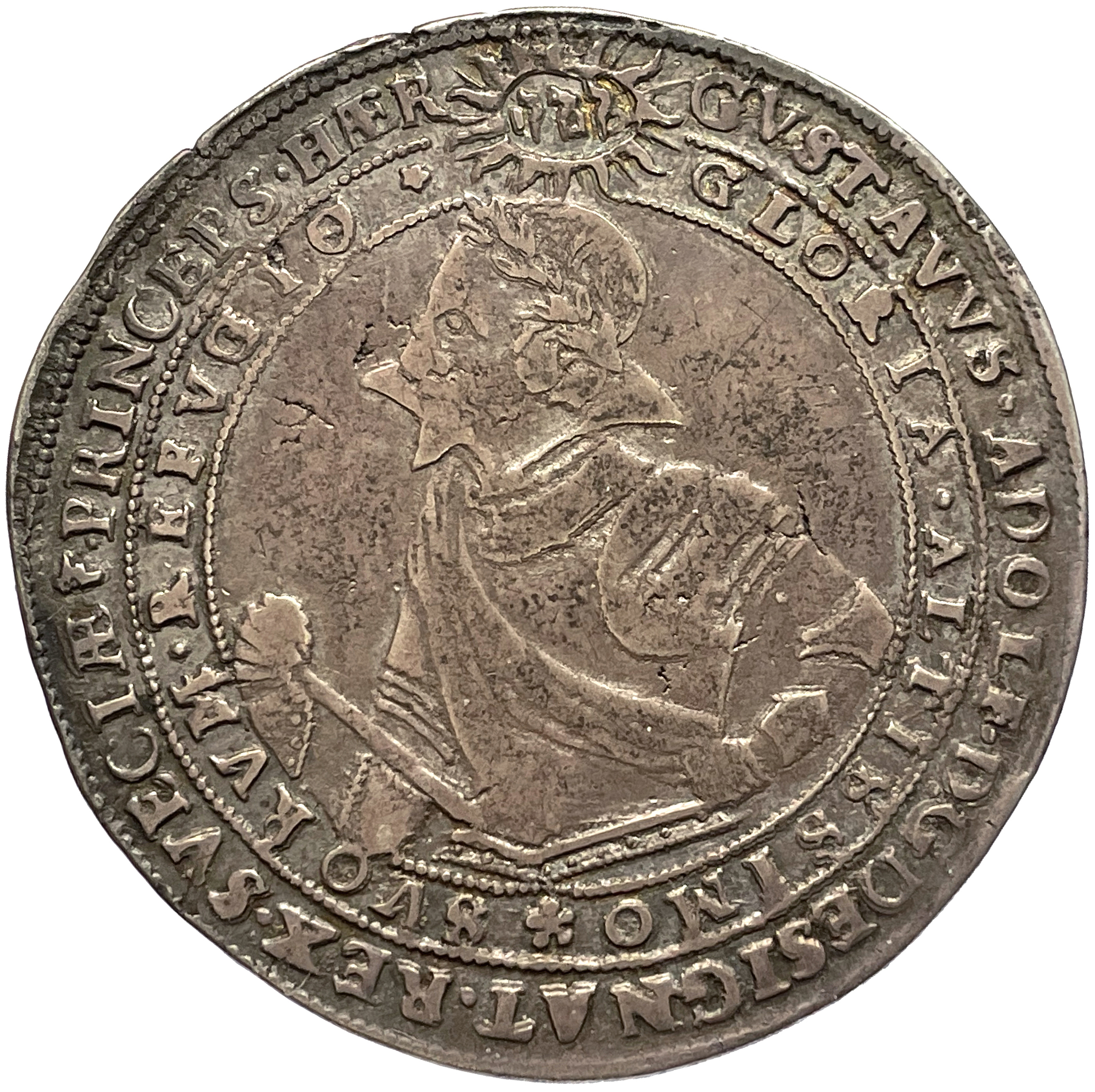 Gustav II Adolf, 4 Mark 1617 med HÆR - Vackert exemplar med fin originalpatina