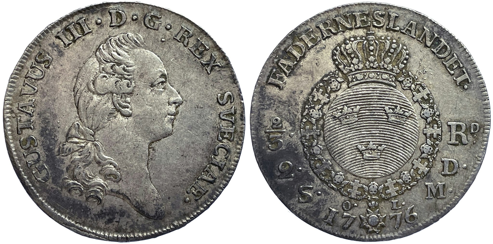 Gustav III - 2/3 Riksdaler 1776