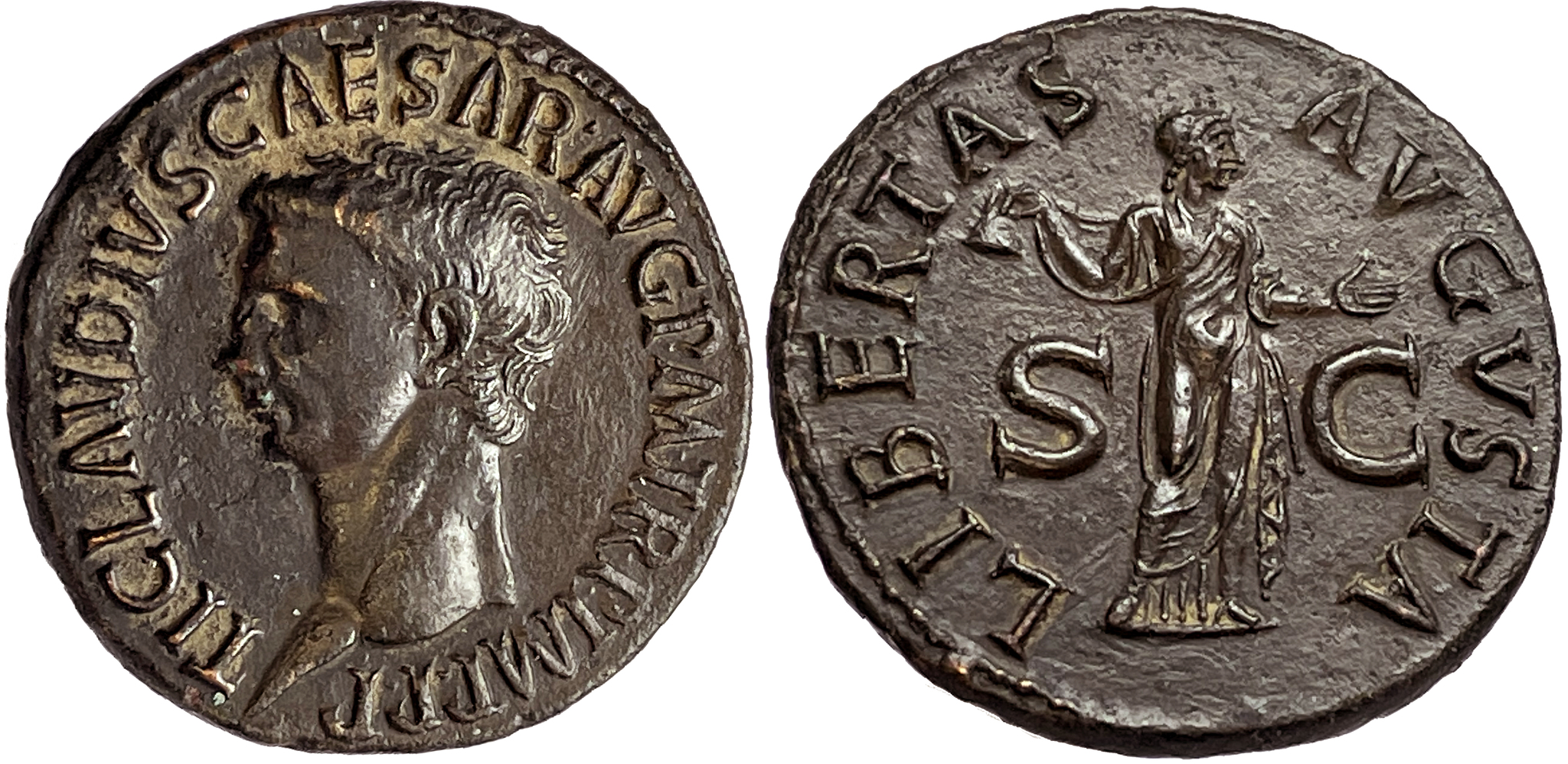 Claudius 41-54 e.Kr, As Rom - Ett underbart exemplar i hög relief