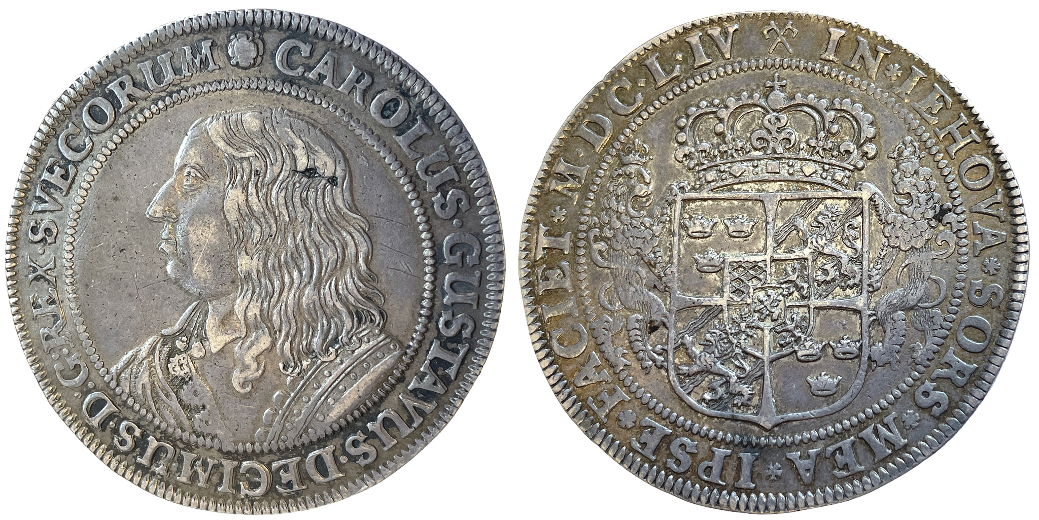 Karl X Gustav, Riksdaler 1654 - Ett ovanligt välpräglat exemplar med fin lyster