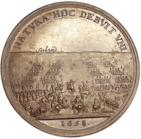 Karl X Gustav, Medalj 1658 - Tåget över stora Bält - OCIRKULERAT PRAKTEXEMPLAR - MYCKET SÄLLSYNT av Arvid Karlsteen