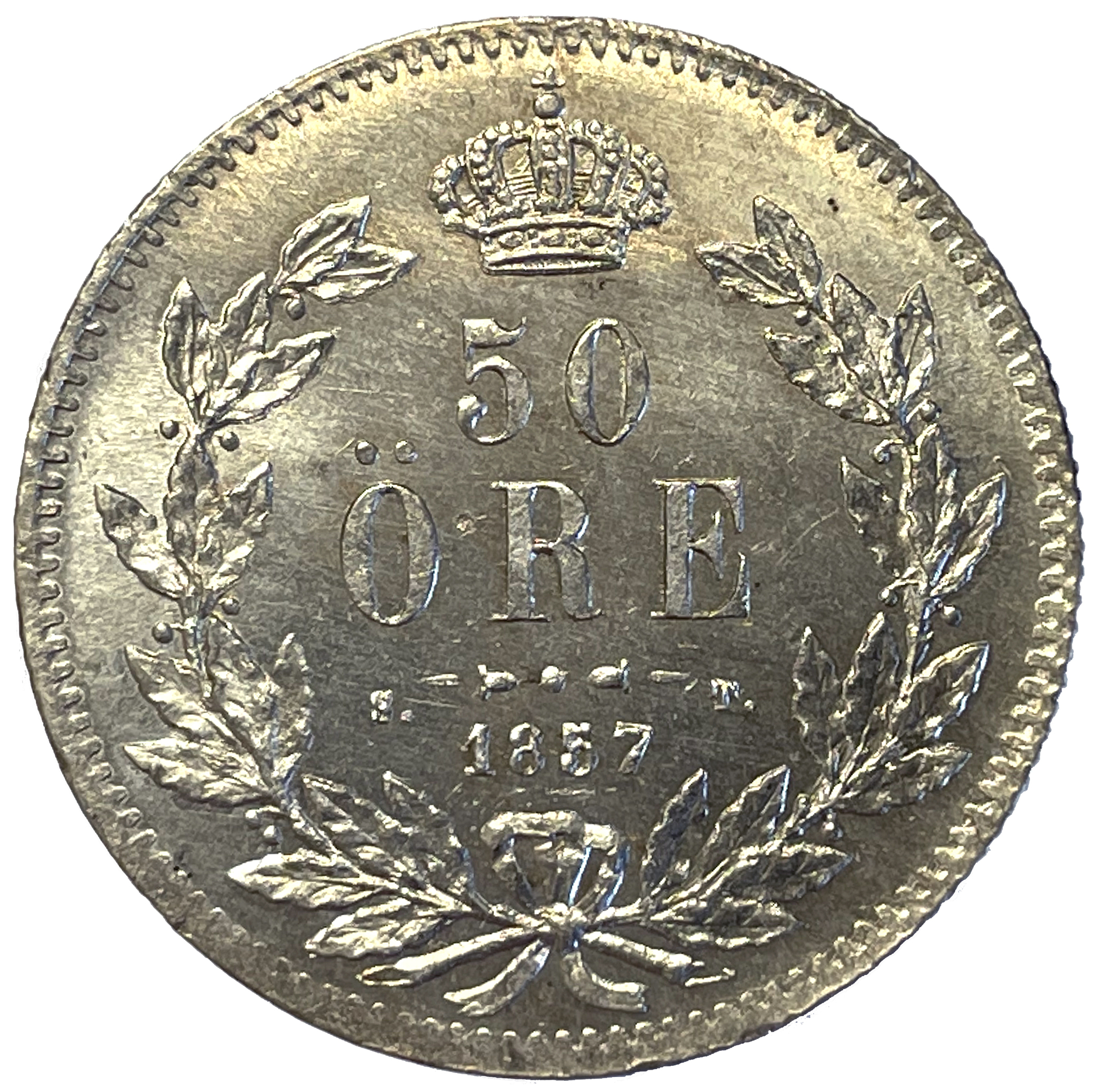 Oskar I - 50 Öre 1857 - Typmynt - Vackert exemplar