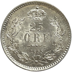 Oskar I - 25 Öre 1855 - Ett läckert ocirkulerat och underskattat mynt