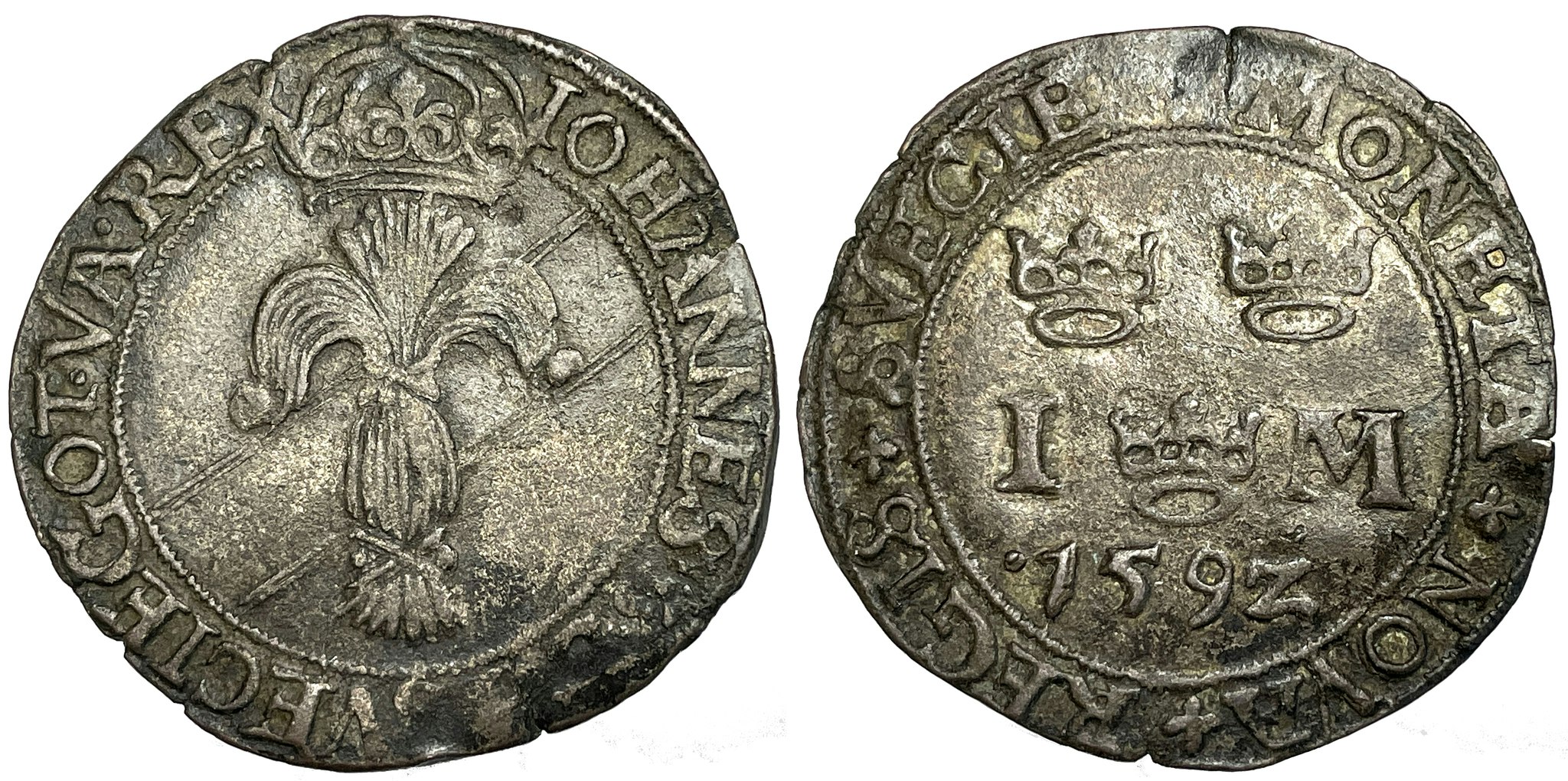 Johan III, 1 Mark 1592 - tilltalande exemplar