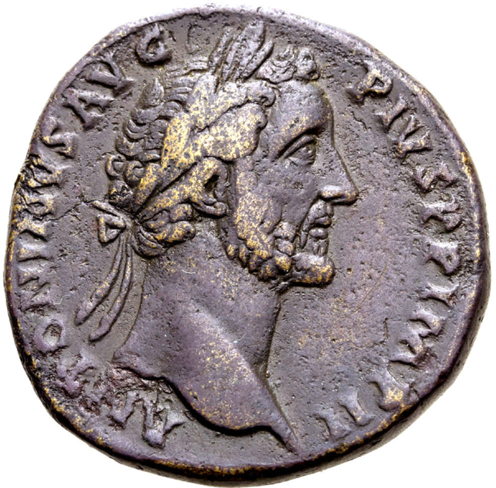 Antoninus Pius 138-161 e.Kr. - Sestertie - Skarpt exemplar