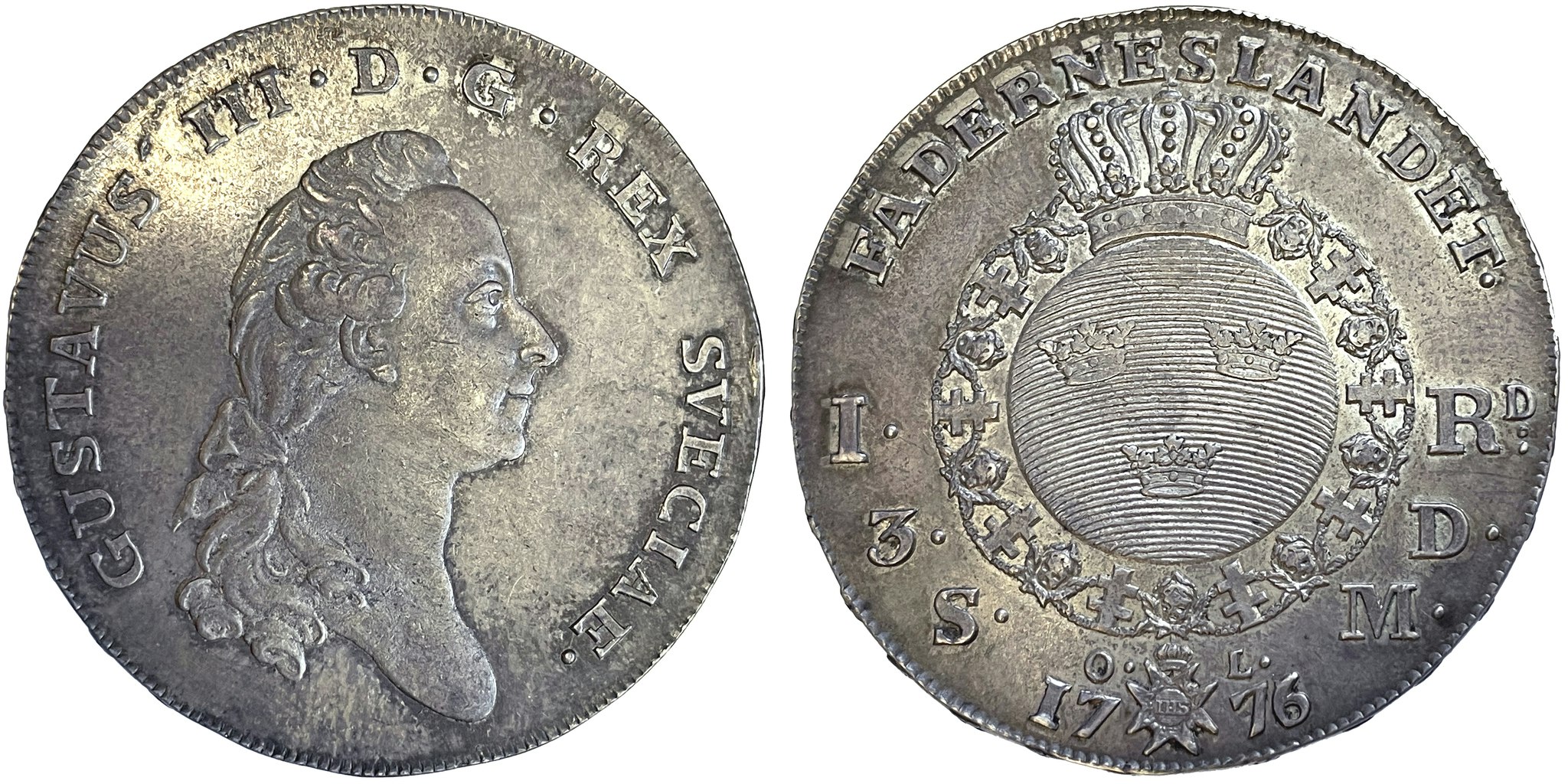 Gustav III - Riksdaler 1776 på 5 - Vackert exemplar