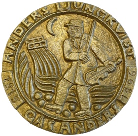Bror Hjorth - Förgylld gjuten bronsmedalj, ca 2500g, 173mm, gjuten i ca fem exemplar efter originalgipsmodellen - RRR