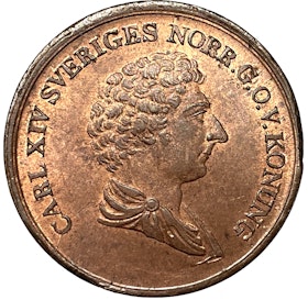 Karl XIV Johan - 2/3 Skilling Banco 1836 - Vackert rött ocirkulerat exemplar