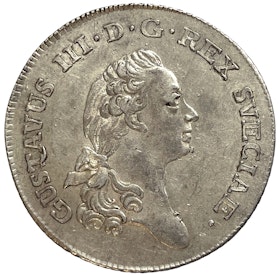 Gustav III - 1/3 Riksdaler 1789 med kort valspråk