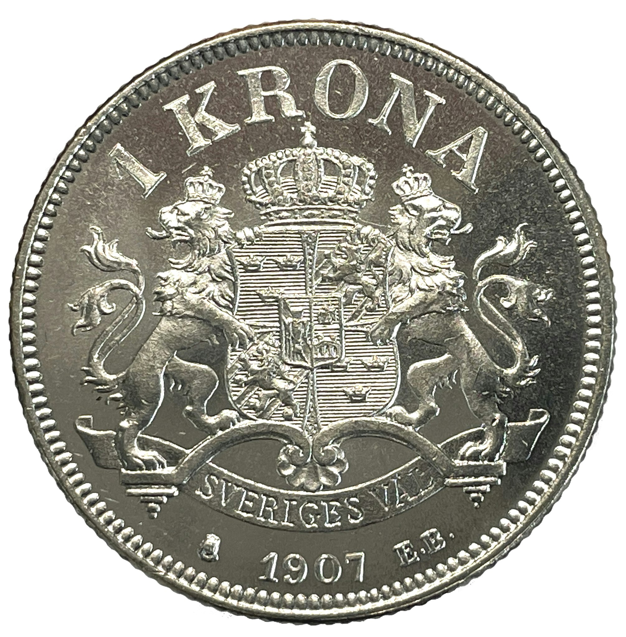 Oskar II - 1 Krona 1907 - Vackert ocirkulerat exemplar