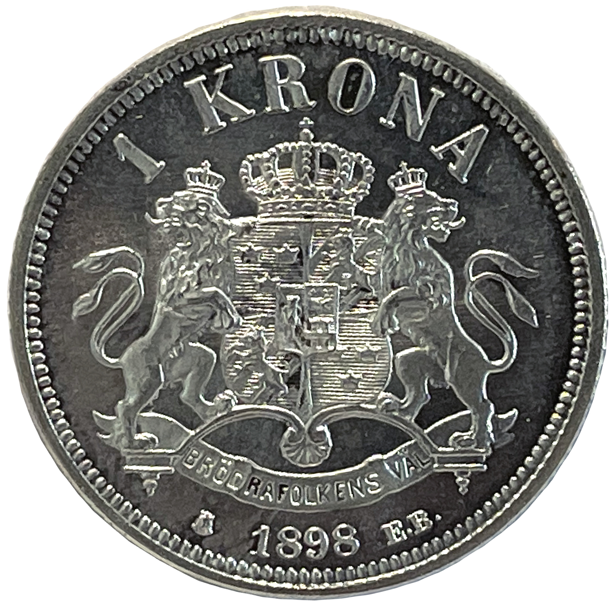 Oskar II - 1 Krona 1898 med mindre markerad lock i nacken - Ett ocirkulerat toppexemplar