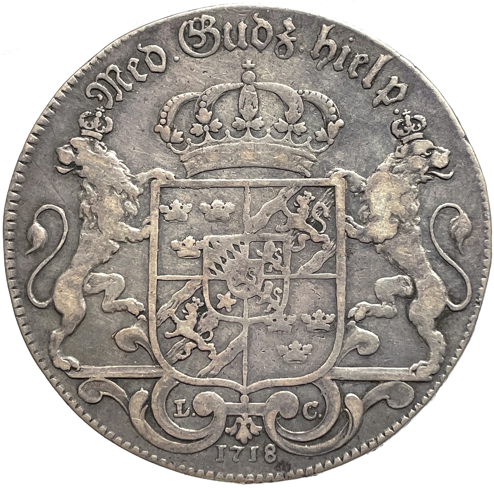Karl XII - Riksdaler 1718 av Hedlinger - Typmynt