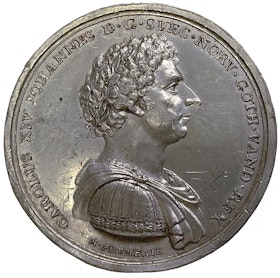 Karl XIV Johan - Kungliga vetenskapsakademins beskyddare 1818 av Frumerie - Ensidigt avslag i bly - RRR