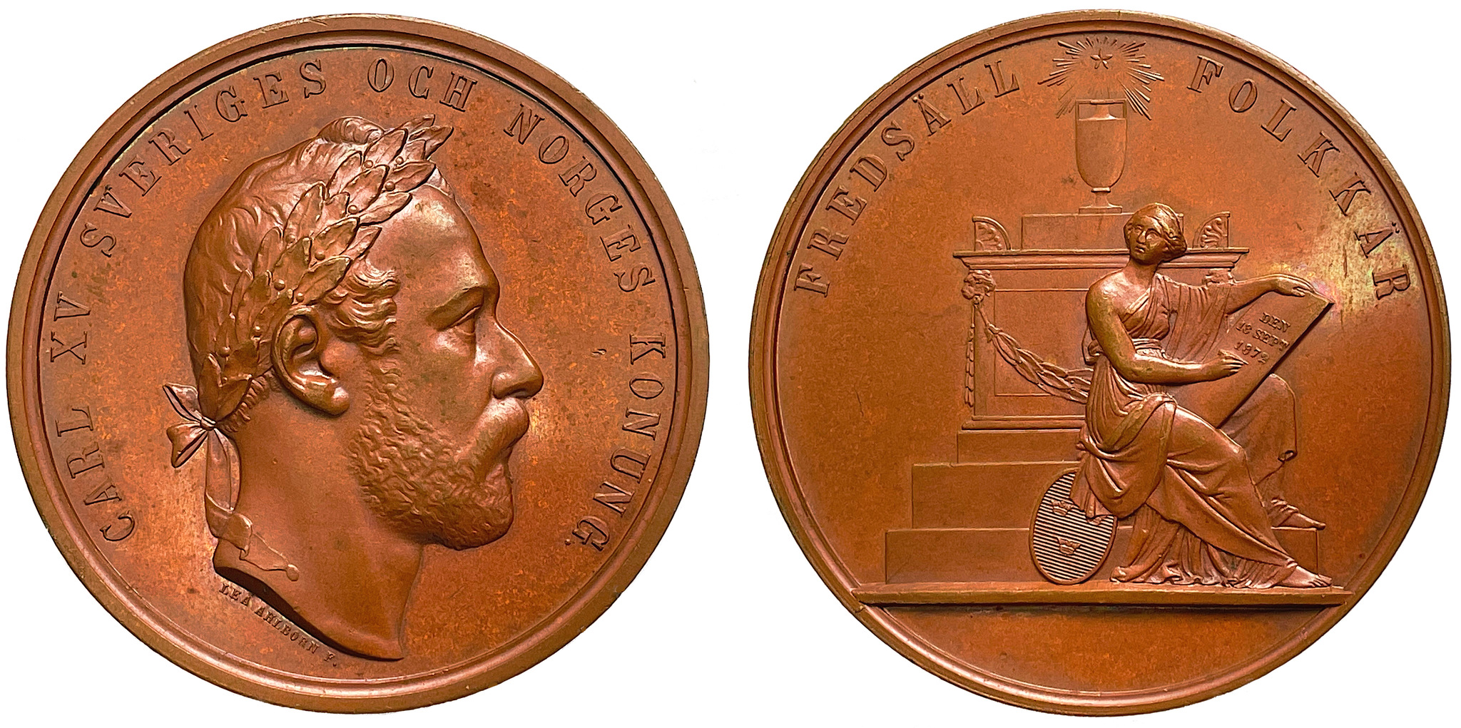 Karl XV:s död den 18 september 1872 av Lea Ahlborn - Sällsynt i brons