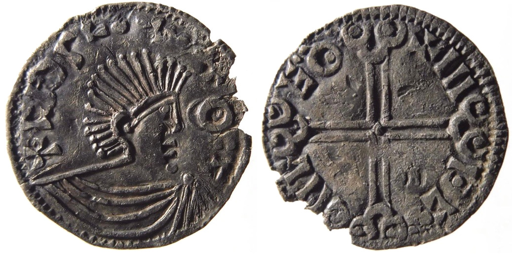 Olof Skötkonung ca 995-1022, Sigtuna Penning - Sveriges första myntningsperiod - Long Cross - Extremt sällsynt - RR
