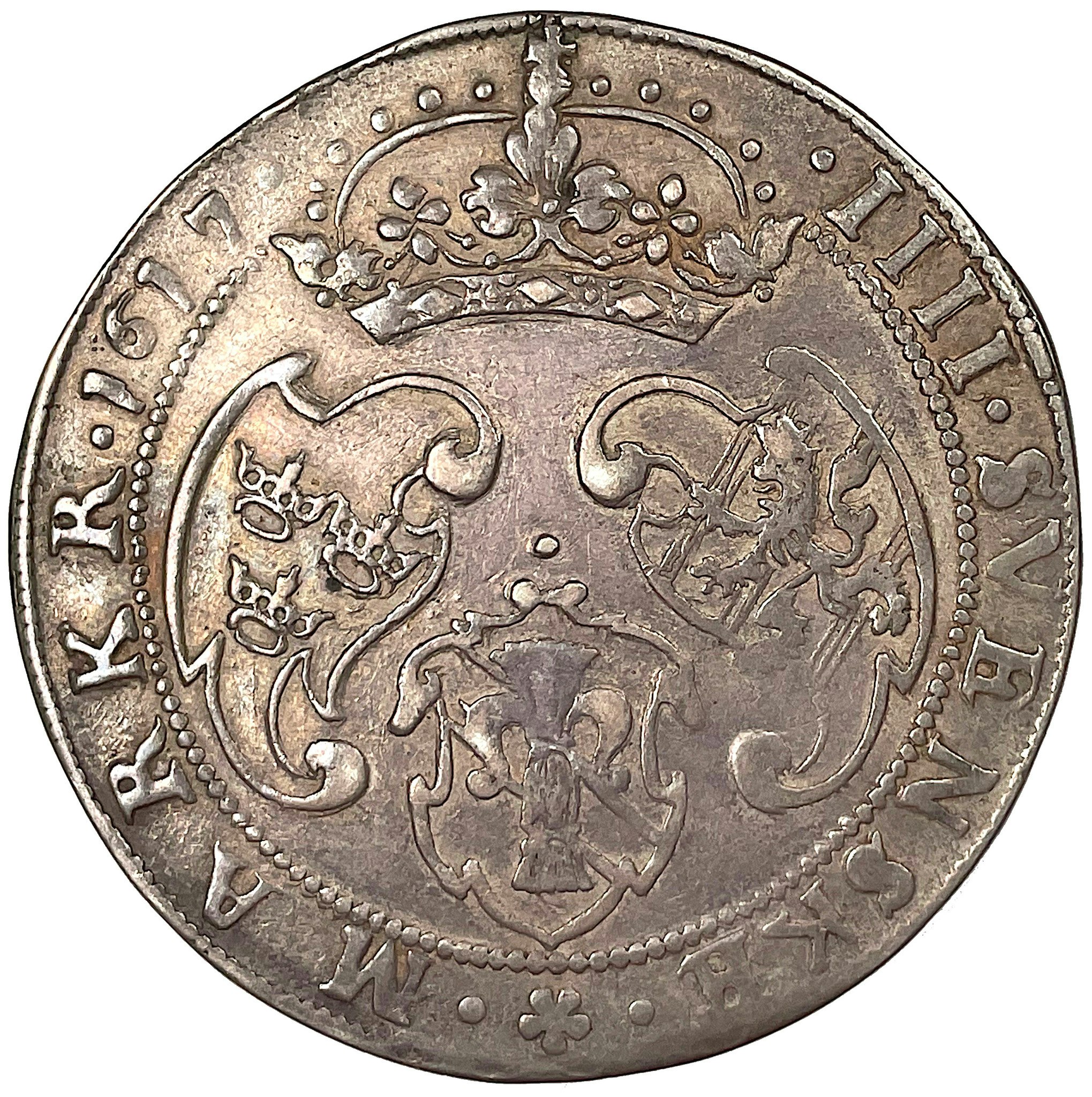 Gustav II Adolf, 4 Mark 1617 med HÆR - Tilltalande exemplar
