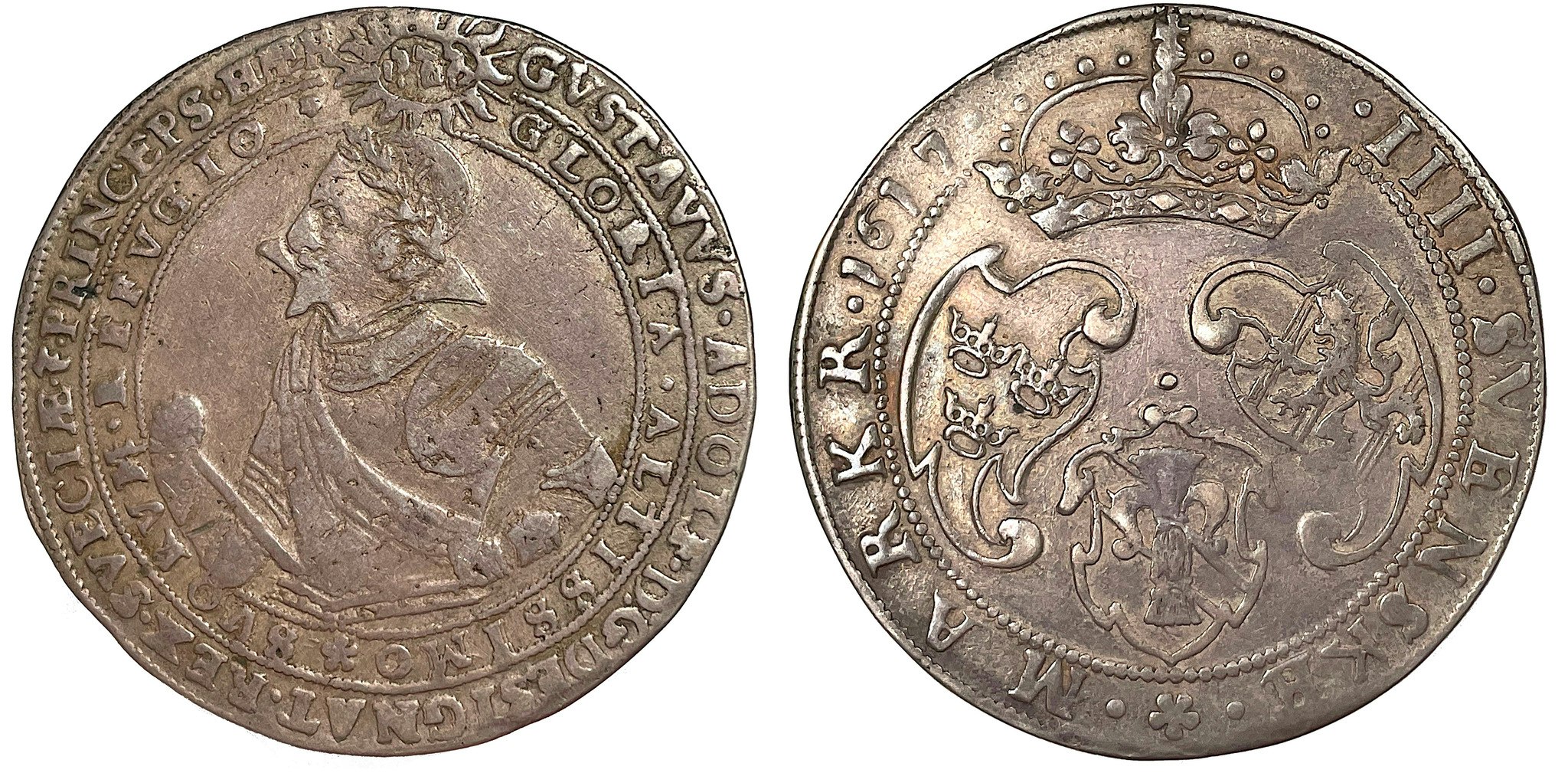 Gustav II Adolf, 4 Mark 1617 med HÆR - Tilltalande exemplar