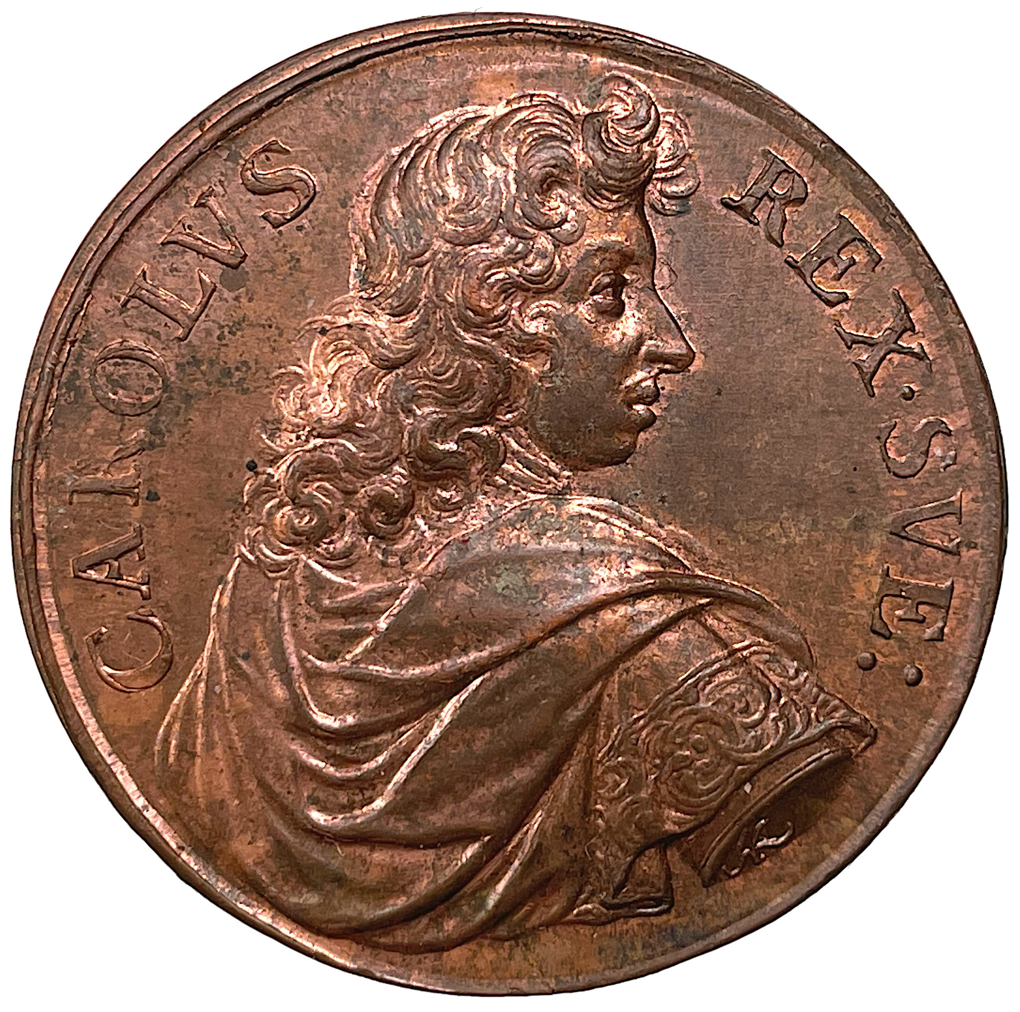 Karl XI 1679 - Sveriges ära och lycka återställd ett underbart toppexemplar i helt röd färg av Arvid Karlsteen
