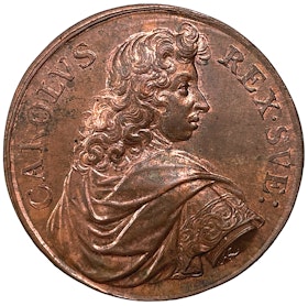 Karl XI 1679 - Sveriges ära och lycka återställd ett underbart toppexemplar i helt röd färg av Arvid Karlsteen