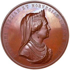 Femtioårs festen till minne af drottning Josephinas ankomst till Sverige 1823, firad den 13 juni 1873, graverad av Lea Ahlborn - Mycket vackert exemplar