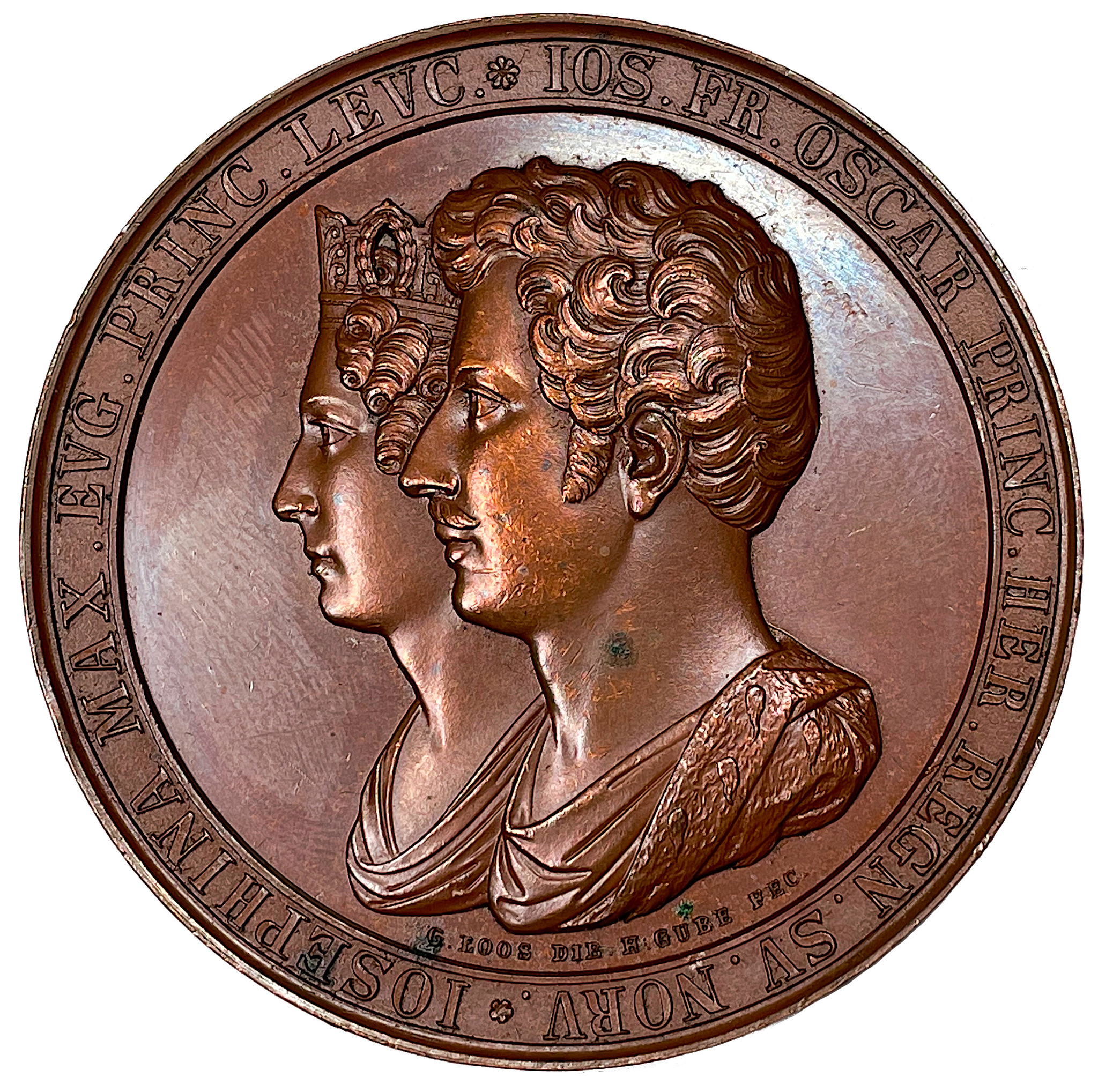 Kronprins Oskar (I) gifter sig med Josephina Maximiliana Eugenia Napoleona av Leuchtenberg i Stockholm den 19 juni 1823 av Loos & Gube