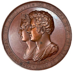 Kronprins Oskar (I) gifter sig med Josephina Maximiliana Eugenia Napoleona av Leuchtenberg i Stockholm den 19 juni 1823 av Loos & Gube