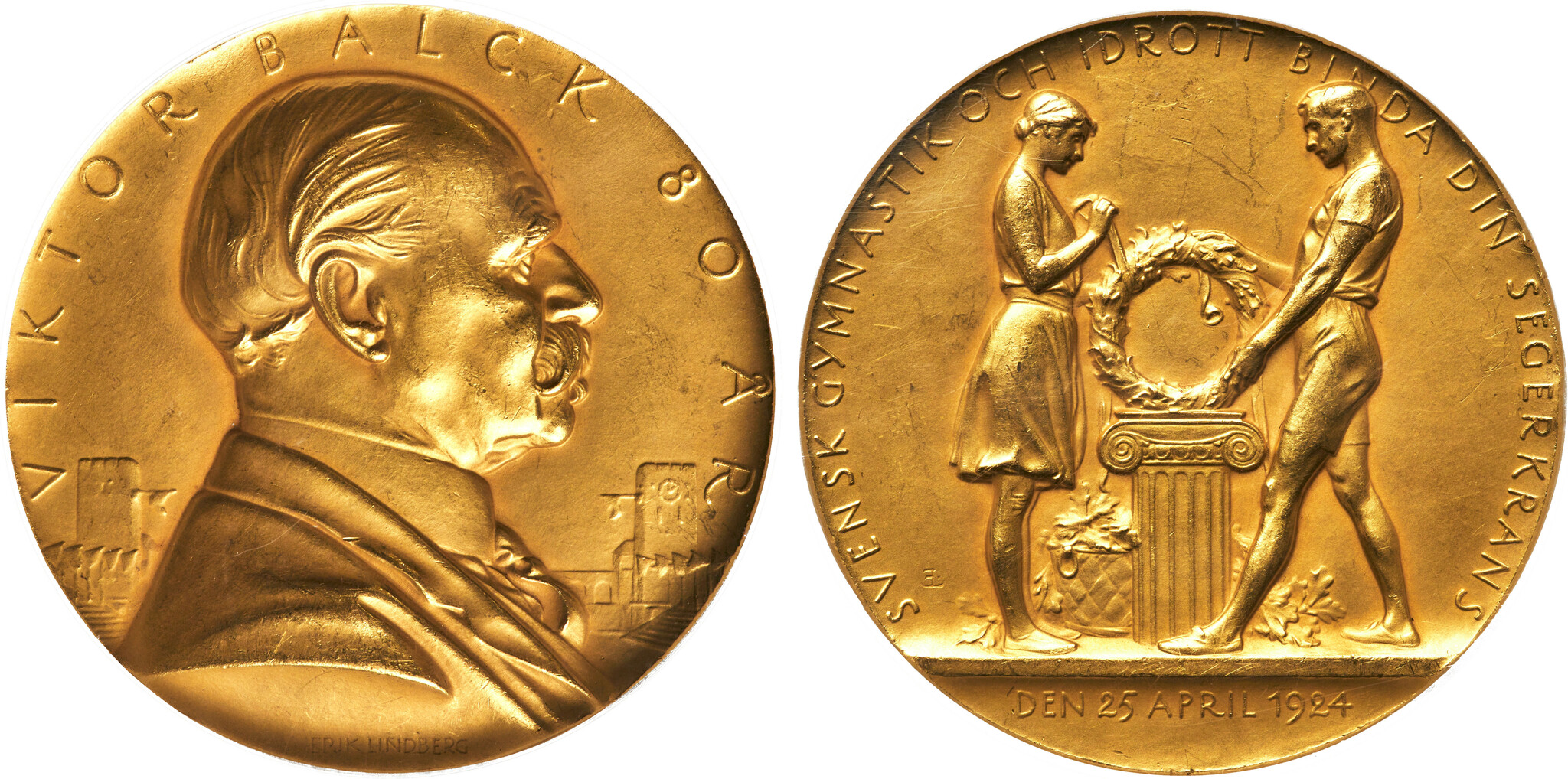 Victor Balck - Unik guldmedalj utdelad av kronprins Gustav Adolf Idrottens fader & ledamot i den första Internationella Olympiska Kommittén