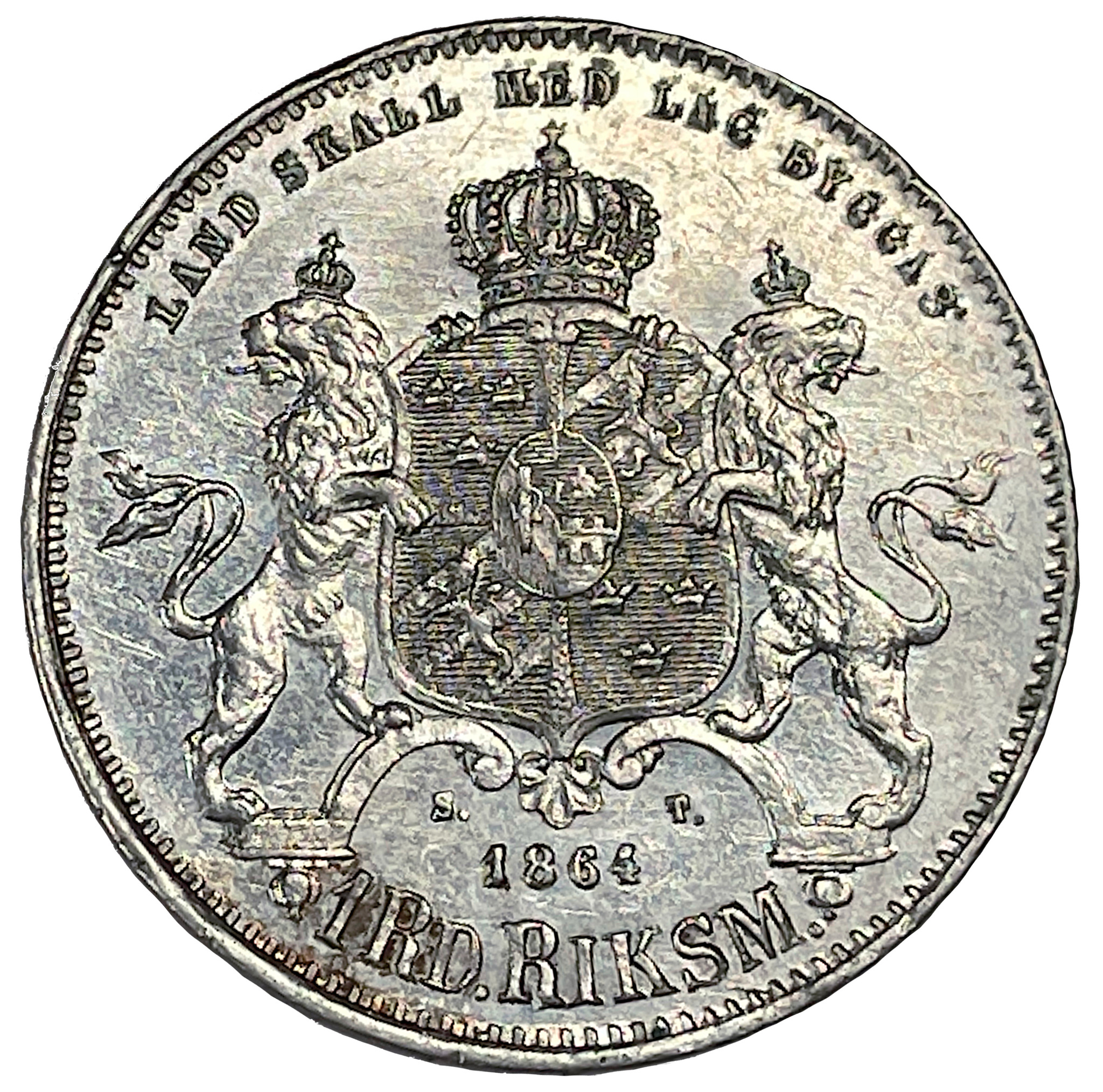 Karl XV, 1 Riksdaler Riksmynt 1864 - Tilltalande exemplar
